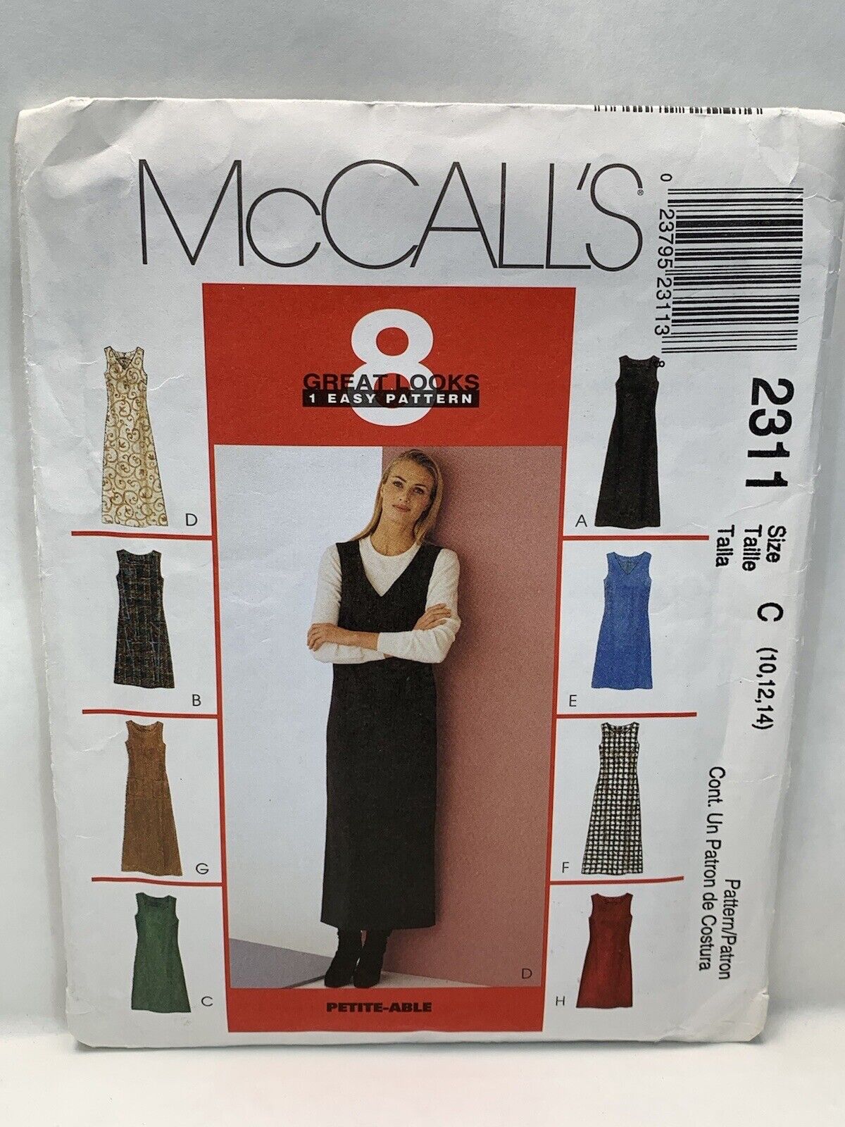 McCalls 2311 Misses Dress Jumper Various Options Sewing Pattern 10-14 *Uncut*
