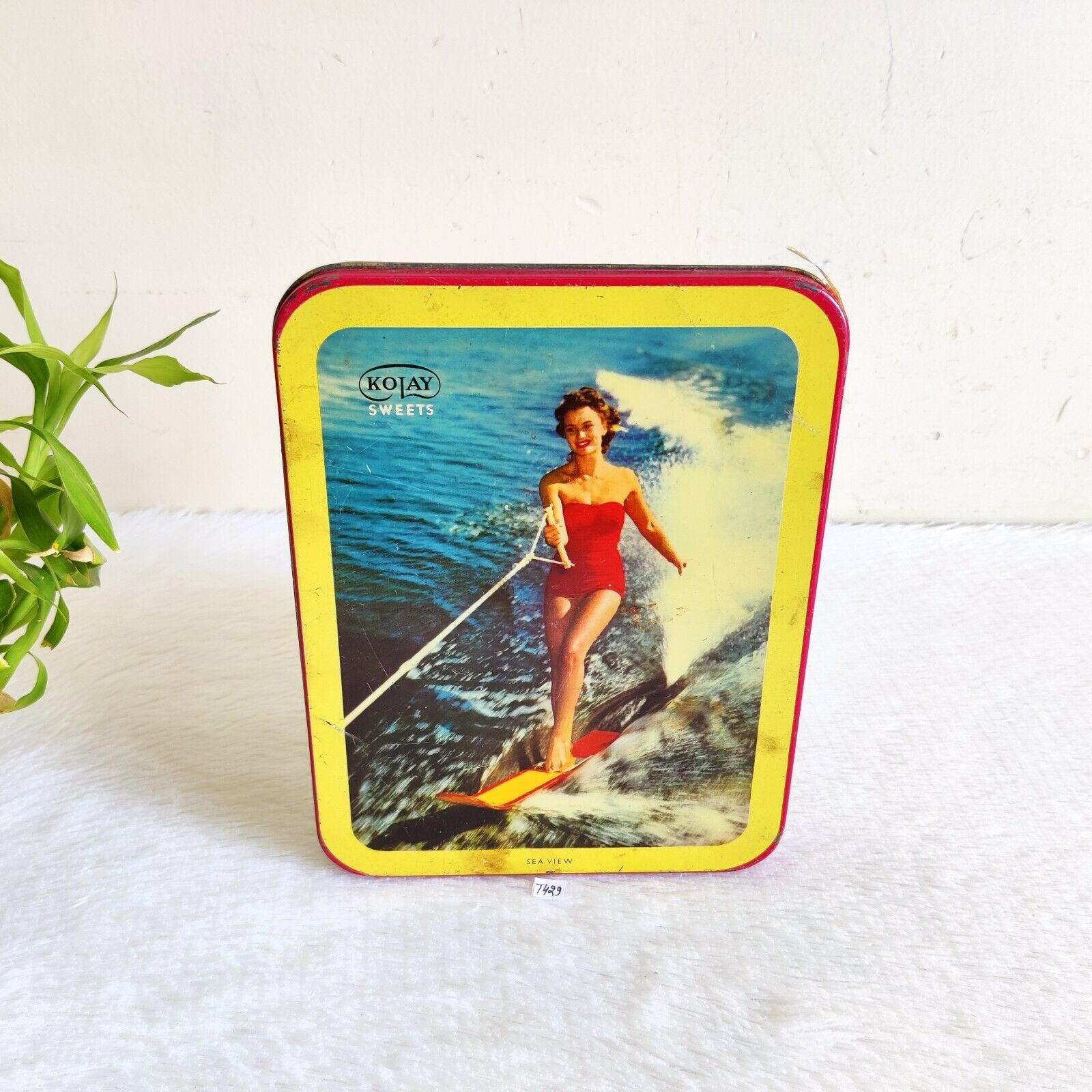Vintage Skirts Ahoy Esther Williams Graphics Kolay Sweets Advertising Tin T429