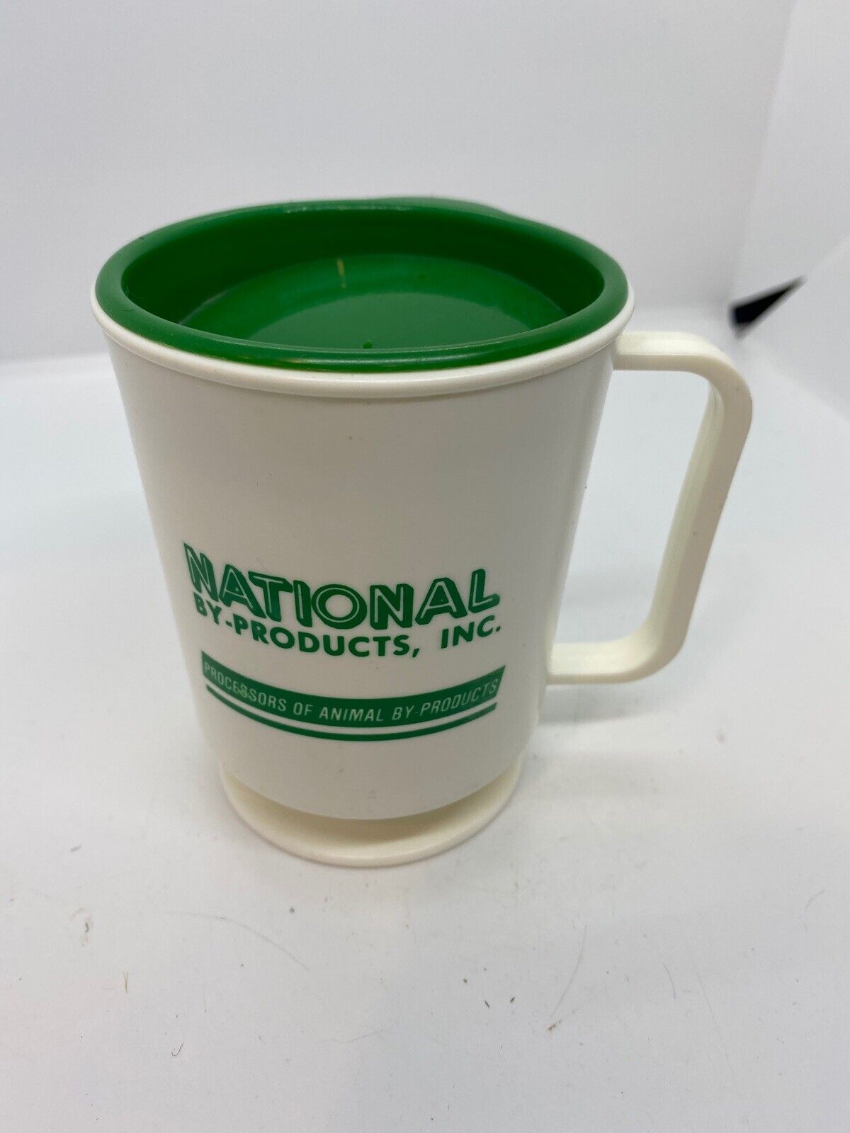 Vintage National By-Products Inc Travel Coffee Cup Mug Plastic w/ Lid & Holder