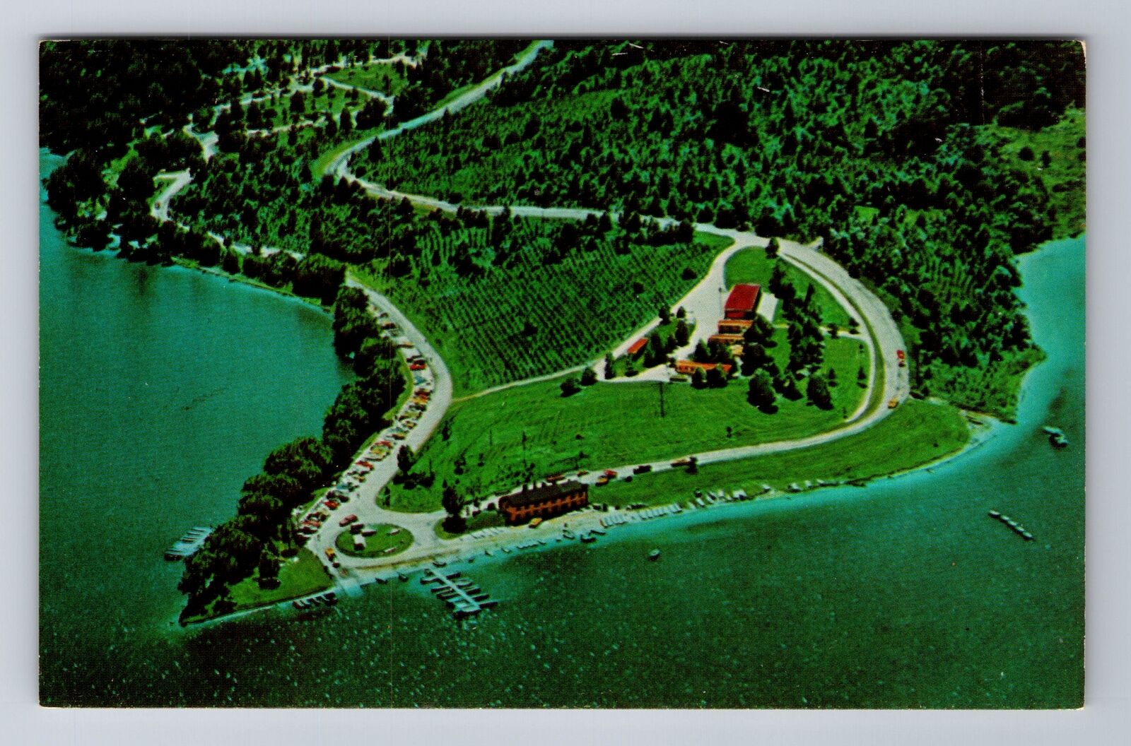 Freeport OH- Ohio, Aerial Clendening Marina Motel, Antique, Vintage Postcard