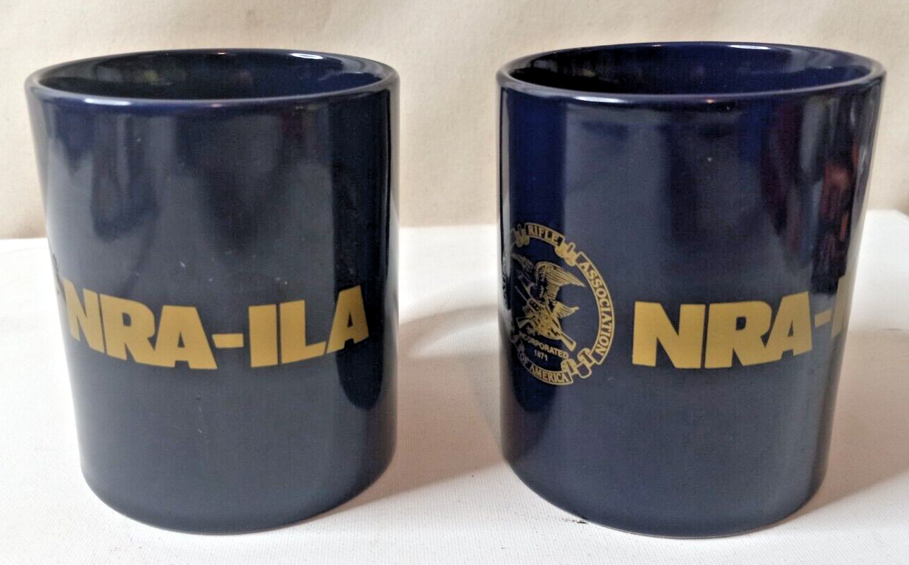2x NRA ILA Mug Cobalt Blue with Gold Eagle Seal National Rifle Association 4”