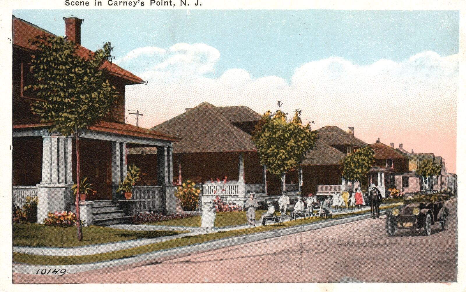 Vintage Postcard Scene In Beautiful Carney's Point New Jersey NJ S.R. Bowen Pub.