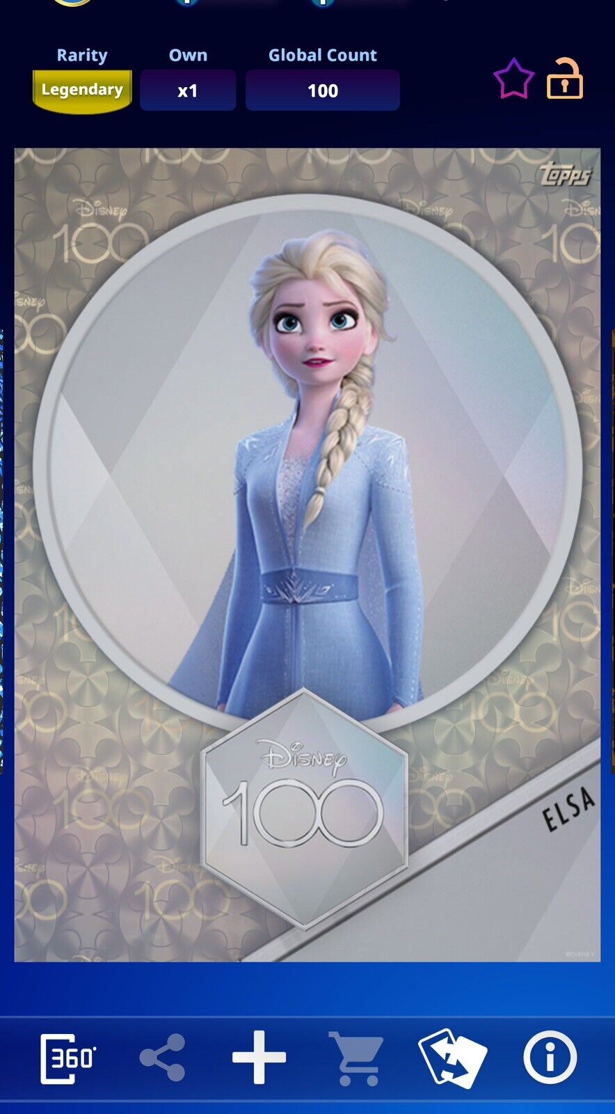 Topps Disney Collect Legendary D100 Elsa ❄️ LE 100 - DIGITAL CARD