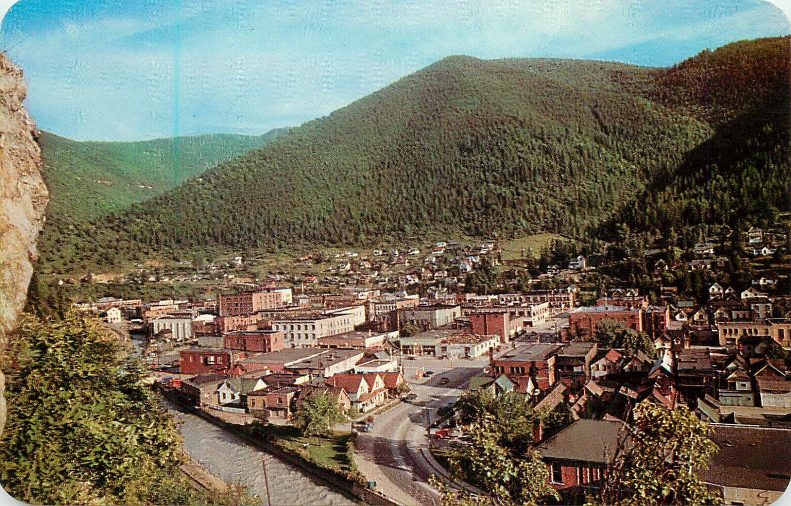 Vintage Postcard Wallace Idaho Town Overview Ross Hall