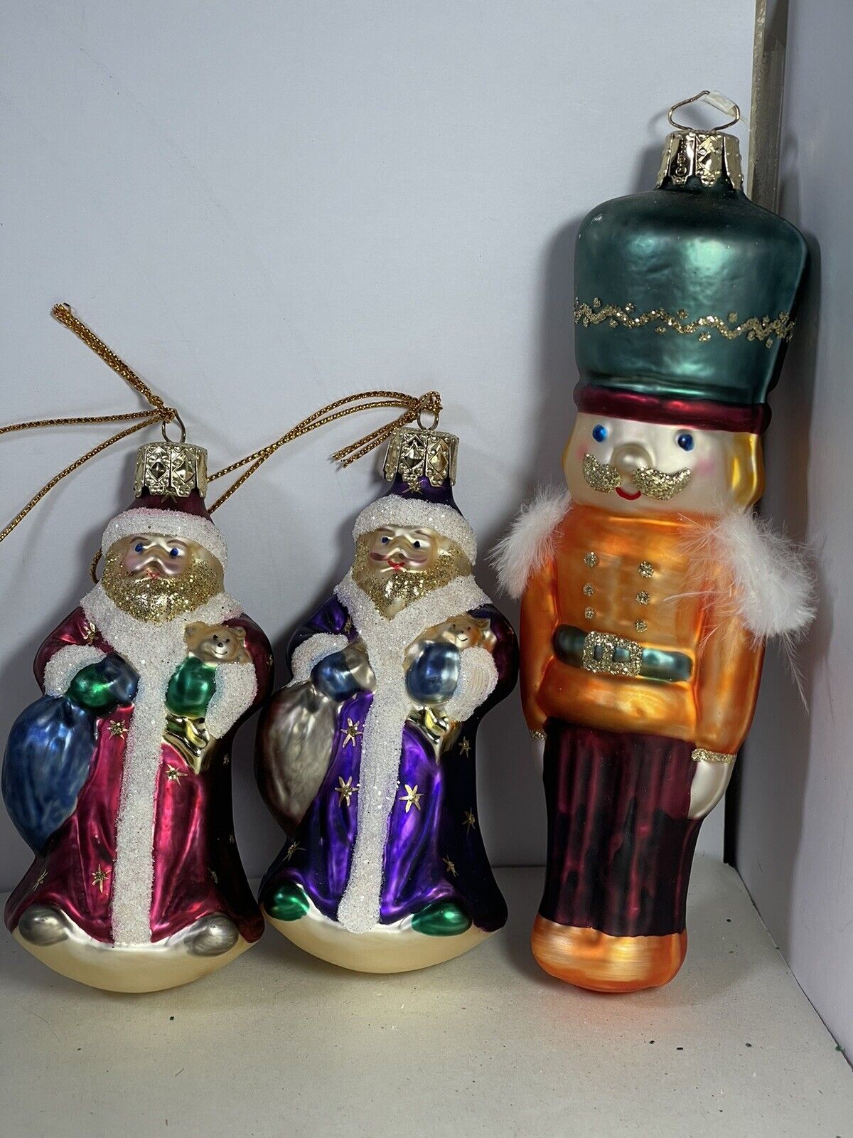 Vintage Christborn Ornament Collection x3 Nutcracker And Wise Men Ornaments 
