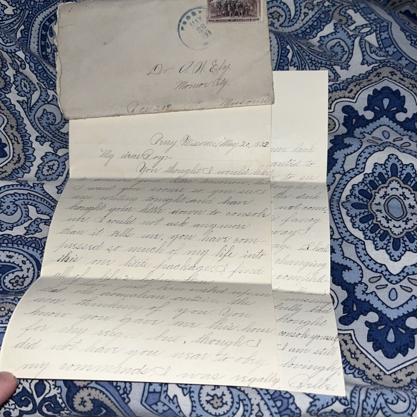 Antique 1893 Saucy Love Letter: Perry MO Doctor to Monroe City “Obey My Commands