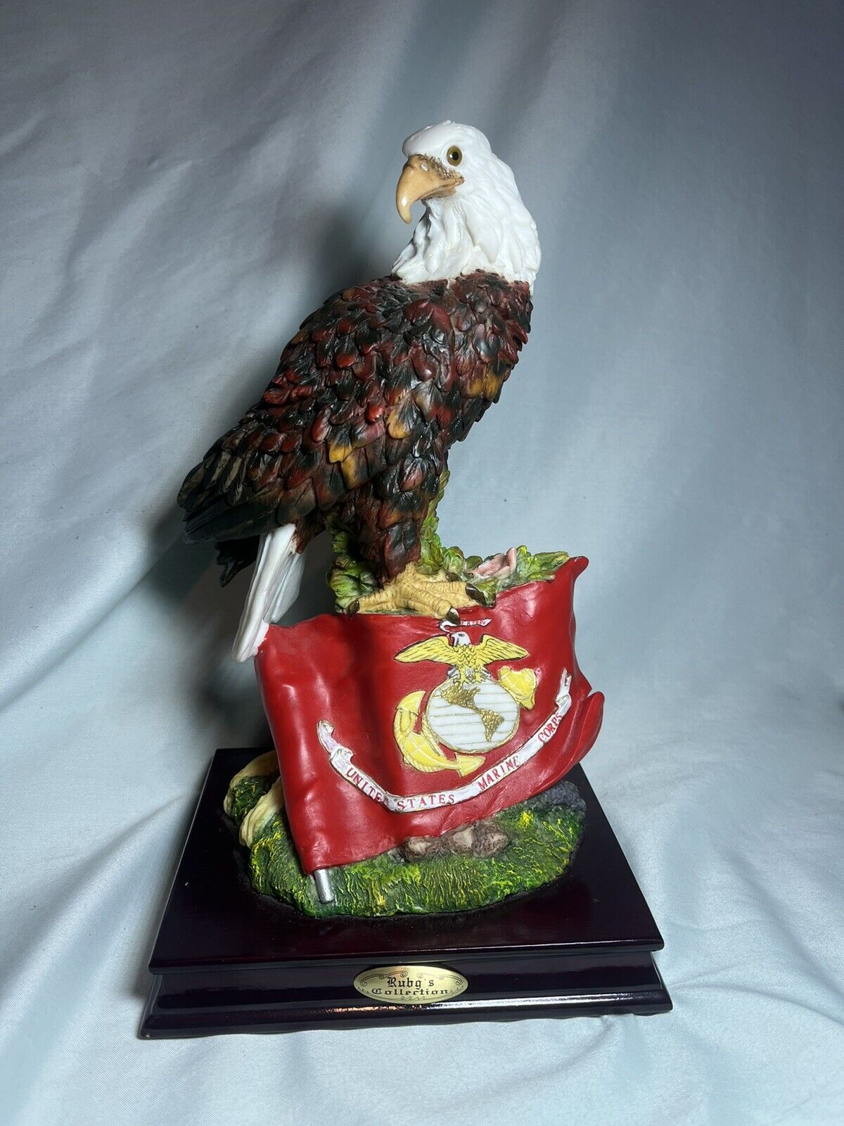 Ruby\'s Collection Bald Eagle With Marine Corps Flag Statue 11in Tall