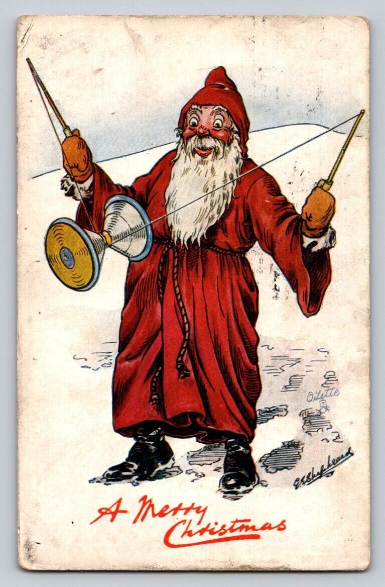 c1910 Raphael Tuck Santa Claus Diablo Stick Trick Christmas P219