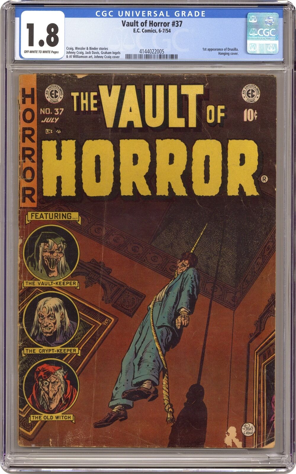 Vault of Horror #37 CGC 1.8 1954 4144022005 1st app. Drusilla