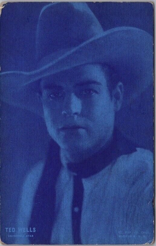 TED WELLS Cowboy Western Actor Postcard / Exhibit Card \