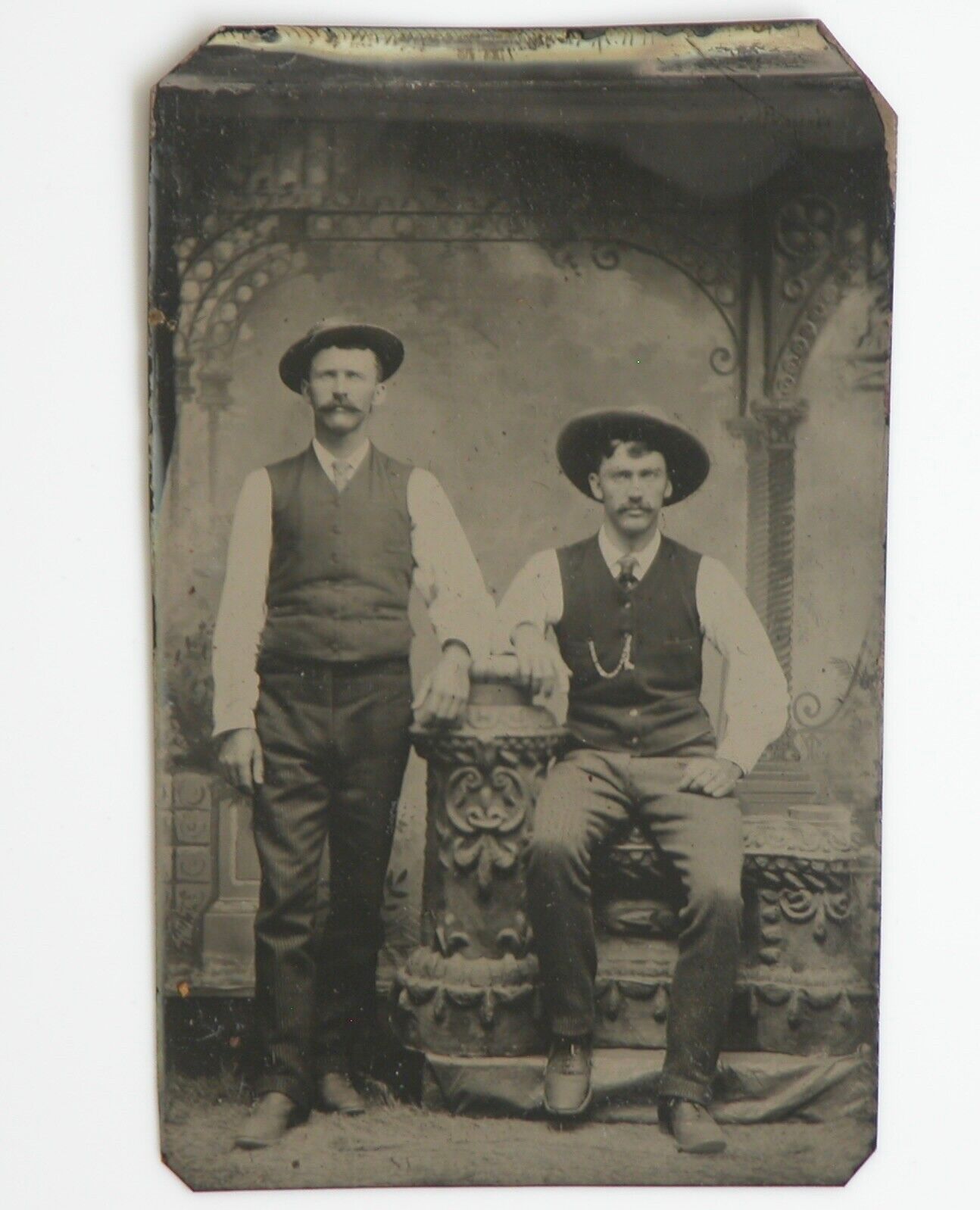Antique 1890s Tintype Victorian Wild West Men American Frontier Iowa Family