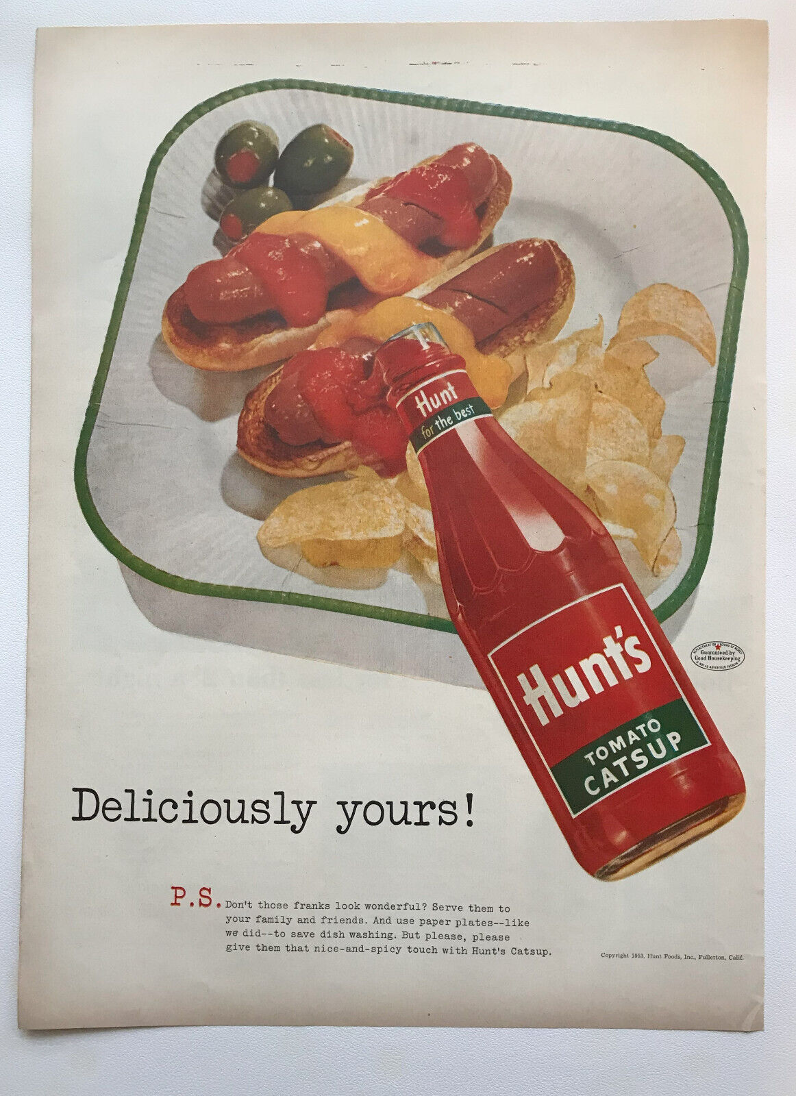 1953 Hunt's Tomato Catsup, Simmons Beautyrest Mattress Vintage Print Ads