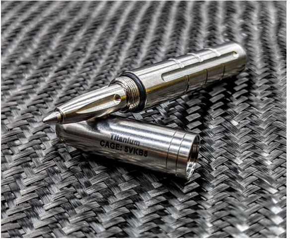 Maratac Pen-Go Pen Titanium Aerospace Grade-5 Titanium Refill Lamy M22 Black Med