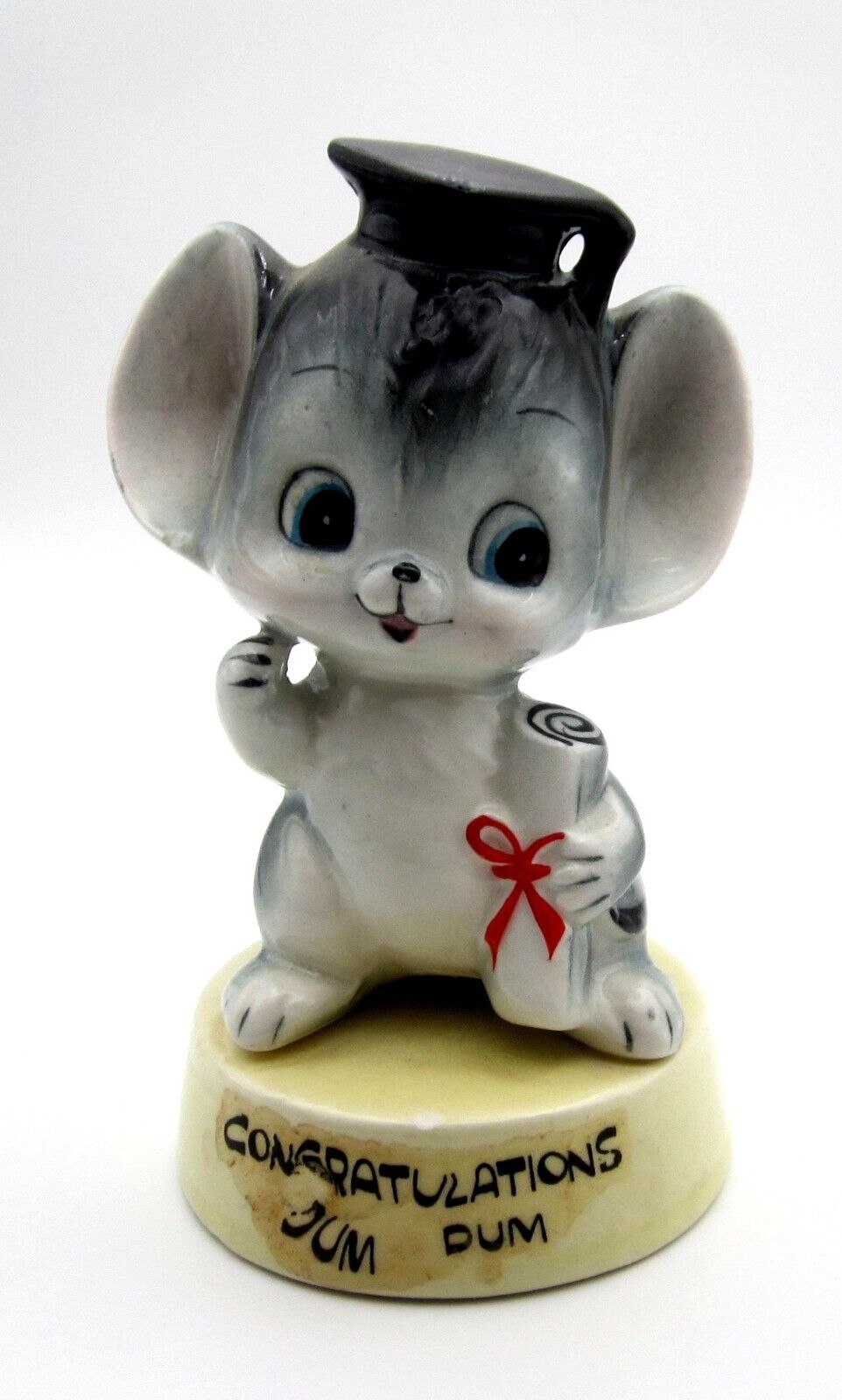 Anthropomorphic Vintage Ceramic Mouse Graduation Congratulations Dum Dum Japan