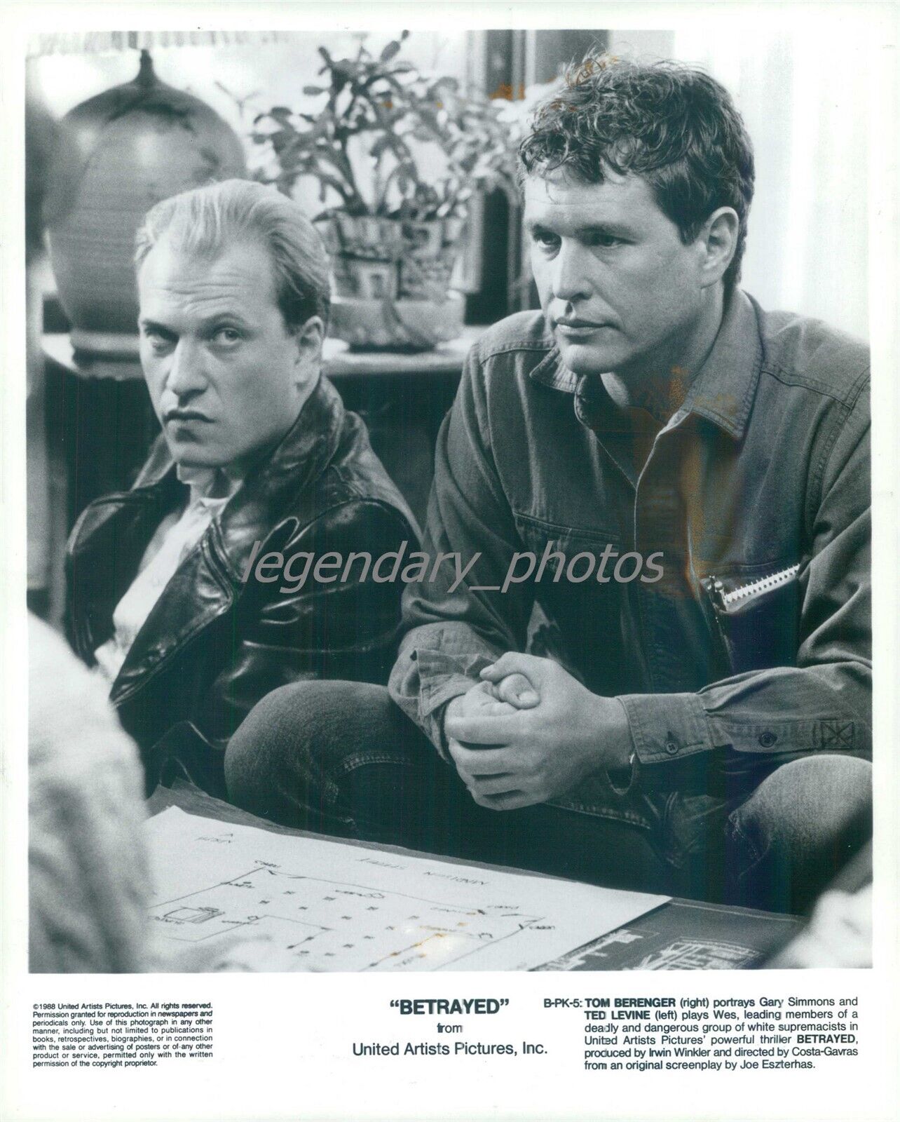 1988 Actors Tom Berenger & Ted Levine in Betrayed Original News Service Photo