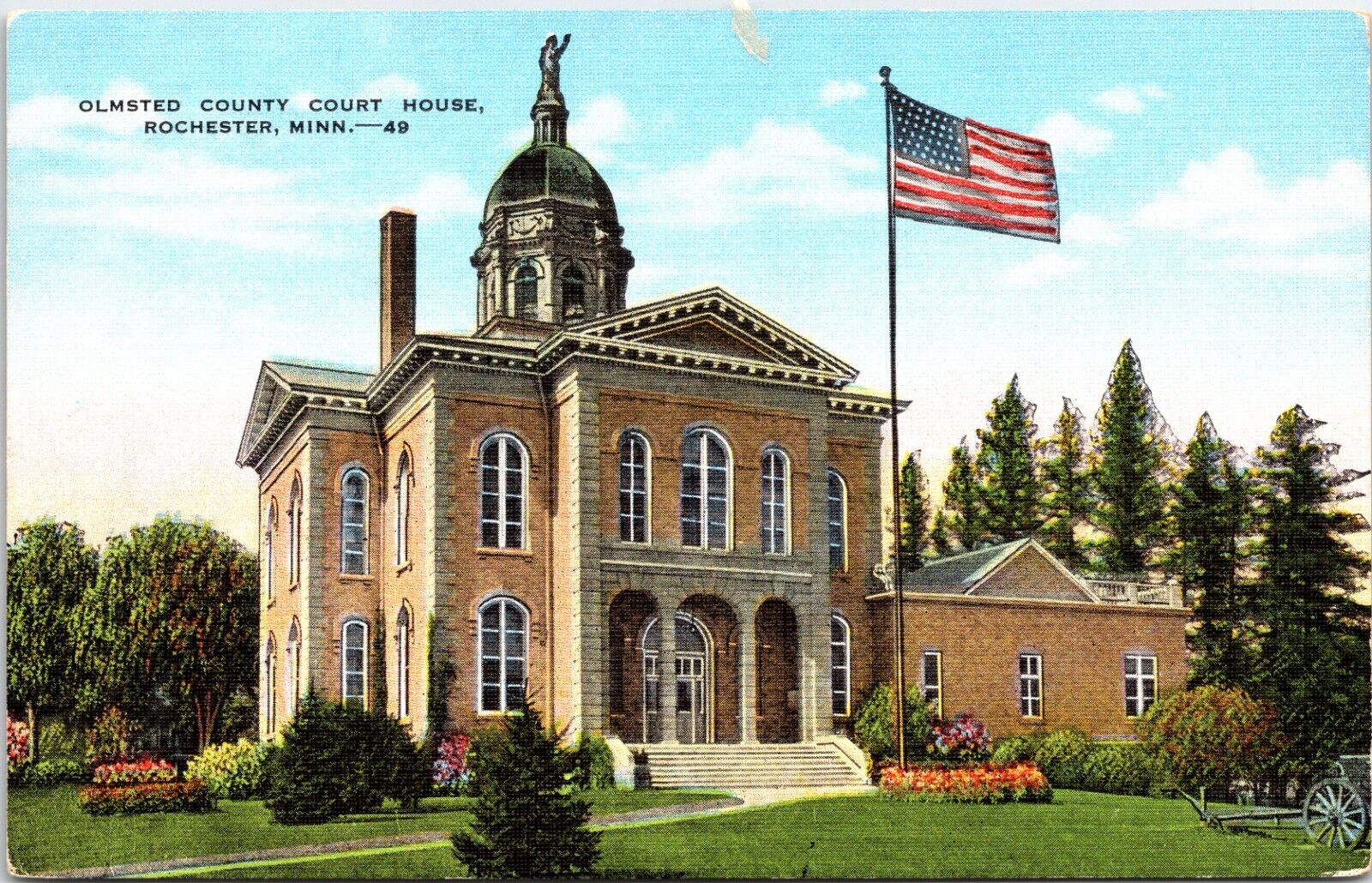 Postcard Olmsted Co Court House Rochester Minn 