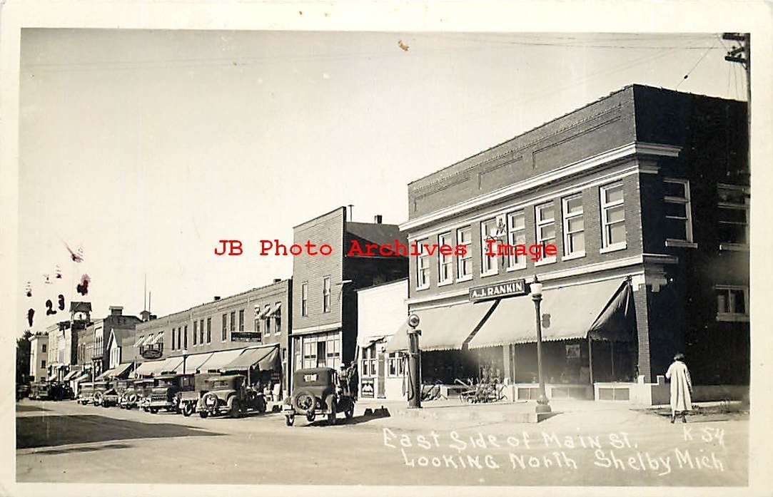 MI, Shelby, Michigan, RPPC, Main Street, East Side, Looking North, Photo No K54