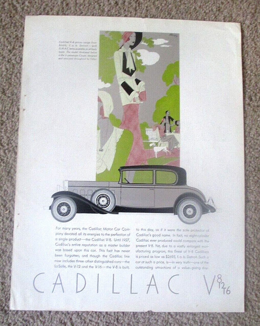Vintage 1931 Cadillac V-8 5 Passenger Coupe Leon Benigni  Automobile Print Ad