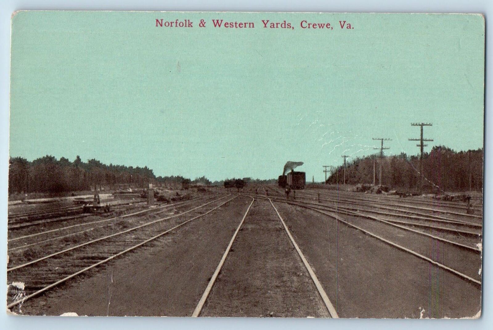Crewe Virginia VA Postcard Norfolk And Western Yards Railroad c1960\'s Vintage