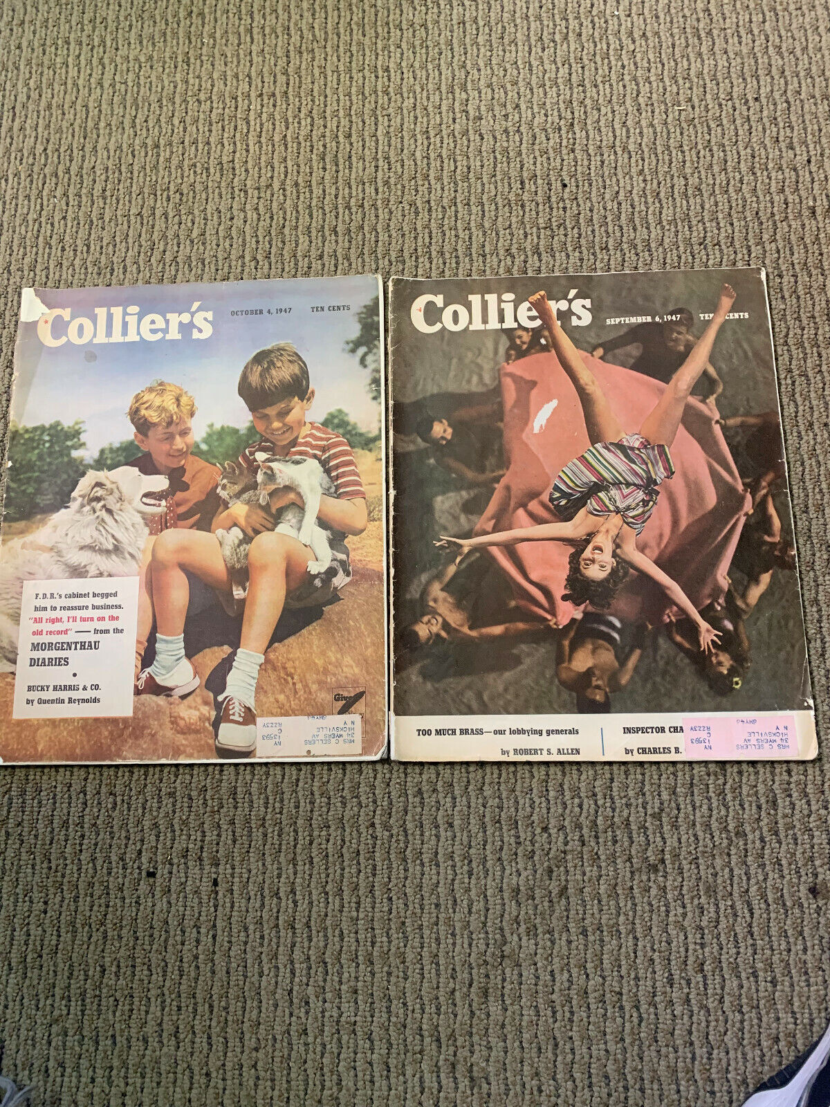 VINTAGE COLLIER\'S MAGAZINES 1947 LOT OF 2  VG