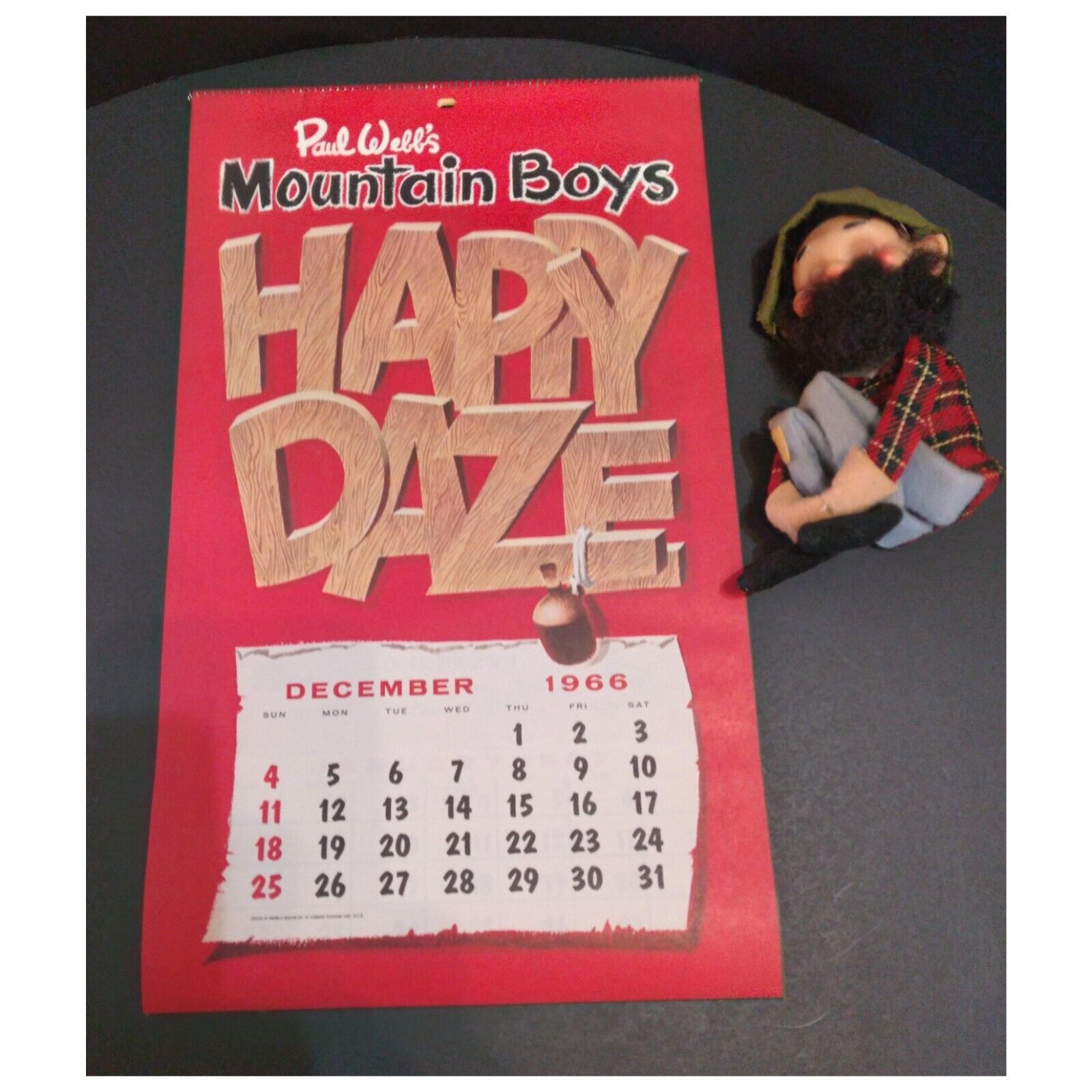Vintage Paul Wells Happy Daze Mountain Boys 1967 Calendar w/ Original Envelope