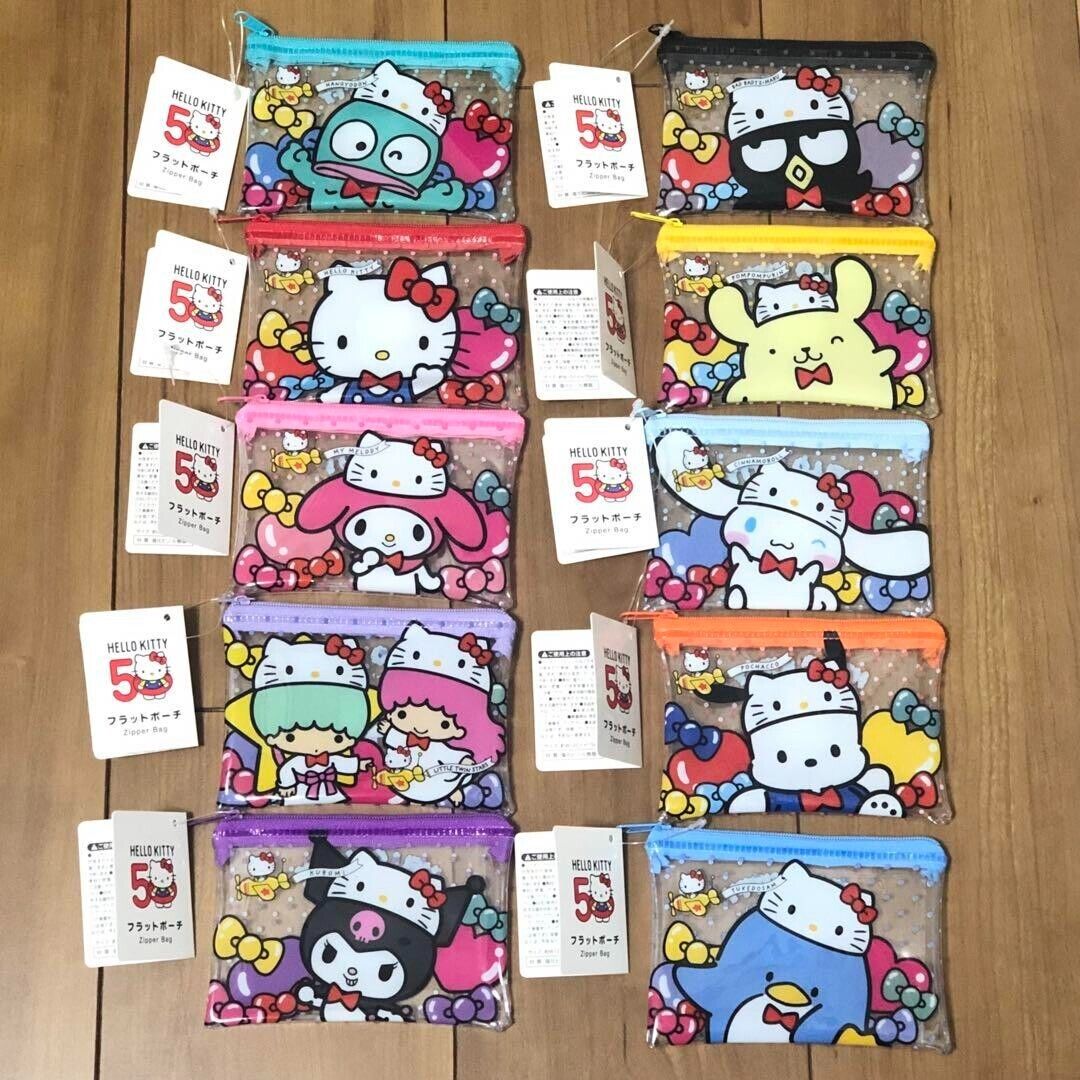 Flat Pouch (S) Sanrio Characters 50th Anniversary Complete Set 10 Types JAPAN