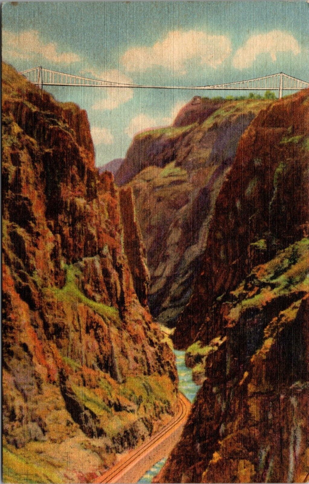 Vintage 1940's Postcard Highest Bridge in the World Royal Gorge Colorado