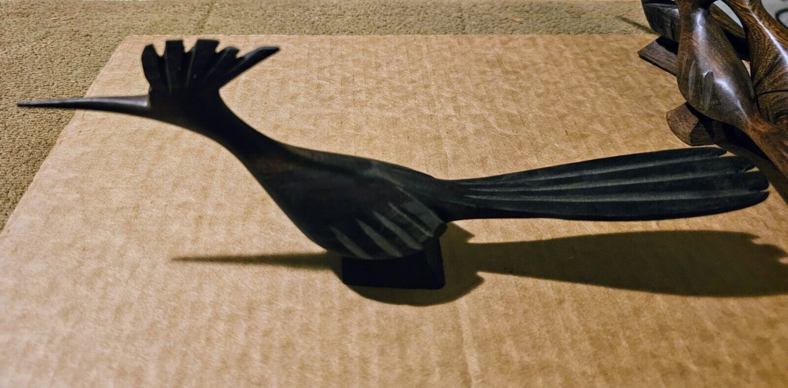 Vintage Desert Roadrunner Bird Ironwood Hand Carved Figurine Southwest Art