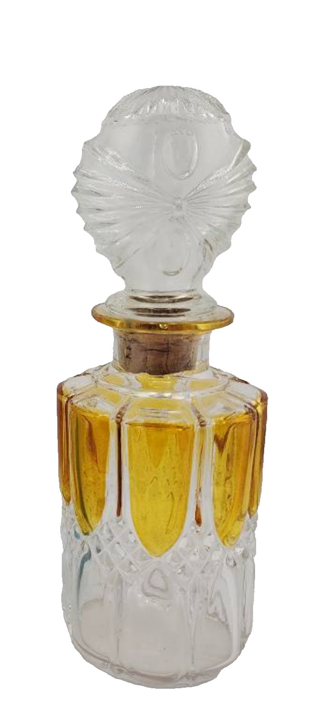 Antique Val Saint Lambert Yellow & Clear Perfume Scent Bottle circa 1920's