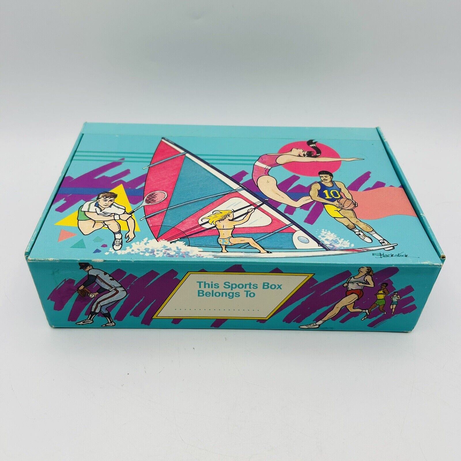 VTG Retro 90s Elementary School Pencil Box General Box Co. Sports Theme