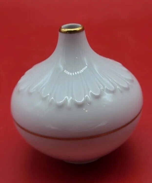 Langenthal Swiss Miniature Porcelain Embossed Floral Design MCM Style Bud Vase