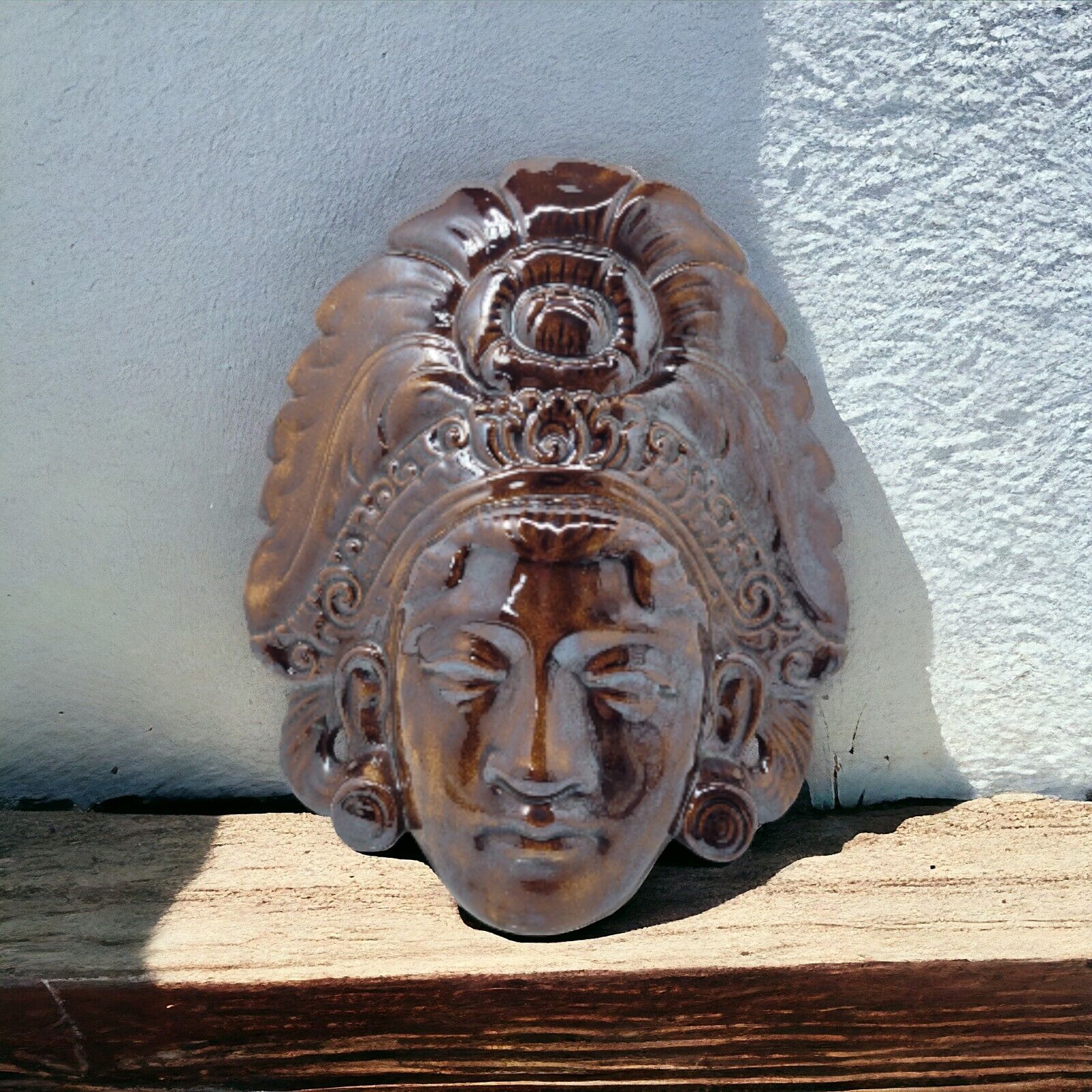 Vintage Mask Peruvian Ceramic Hanging Tribal God Goddess Arner\'s L 8\
