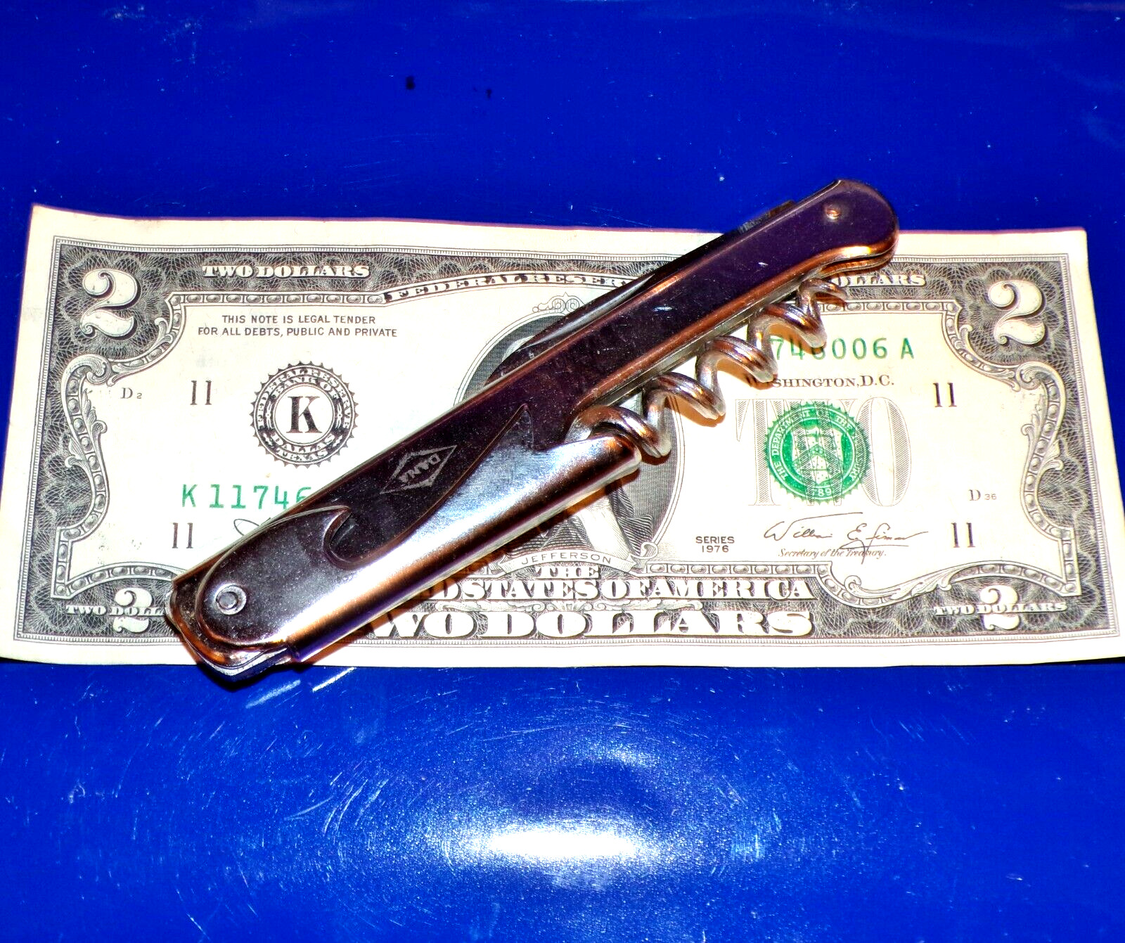 Vintage DANA Stainless Steel Bartender\'s Barkeep\'s Knife w/Corkscrew & Opener