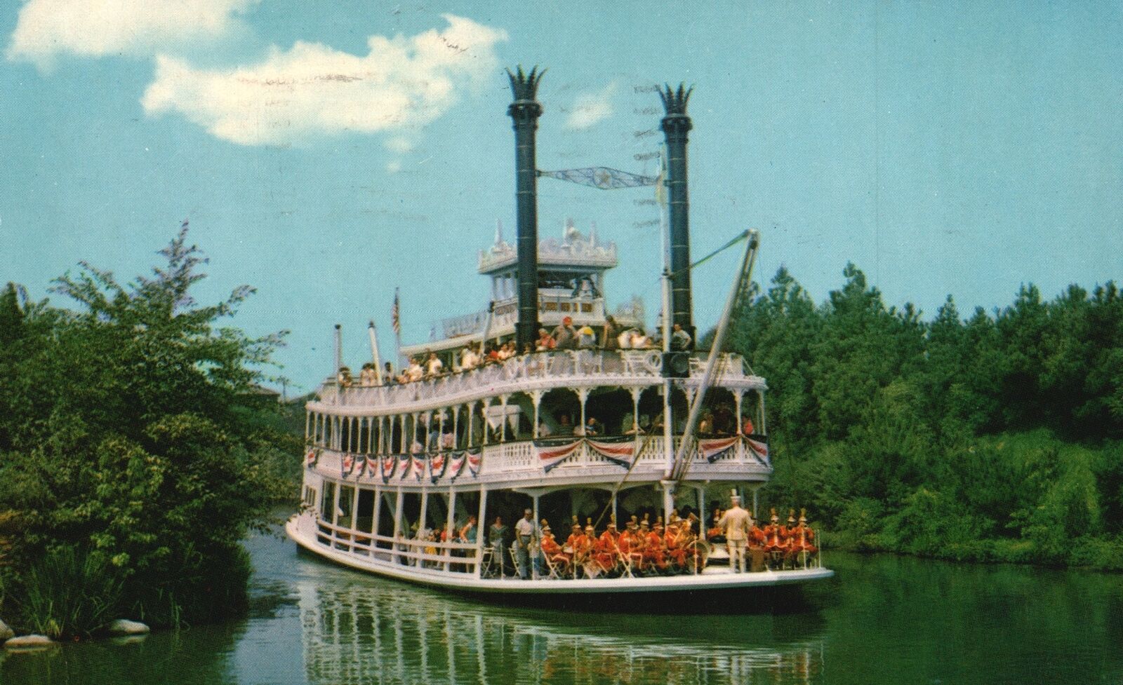 Vintage Postcard 1963 Frontierland Mark Twain Majestic Steams Rivers Of America
