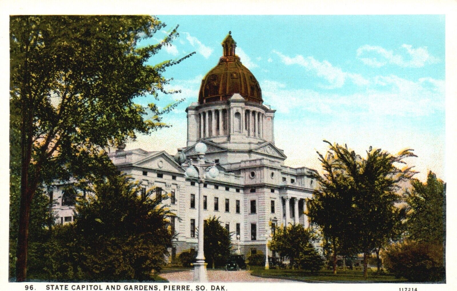 Postcard SD Pierre State Capitol & Gardens White Border Vintage PC e6712