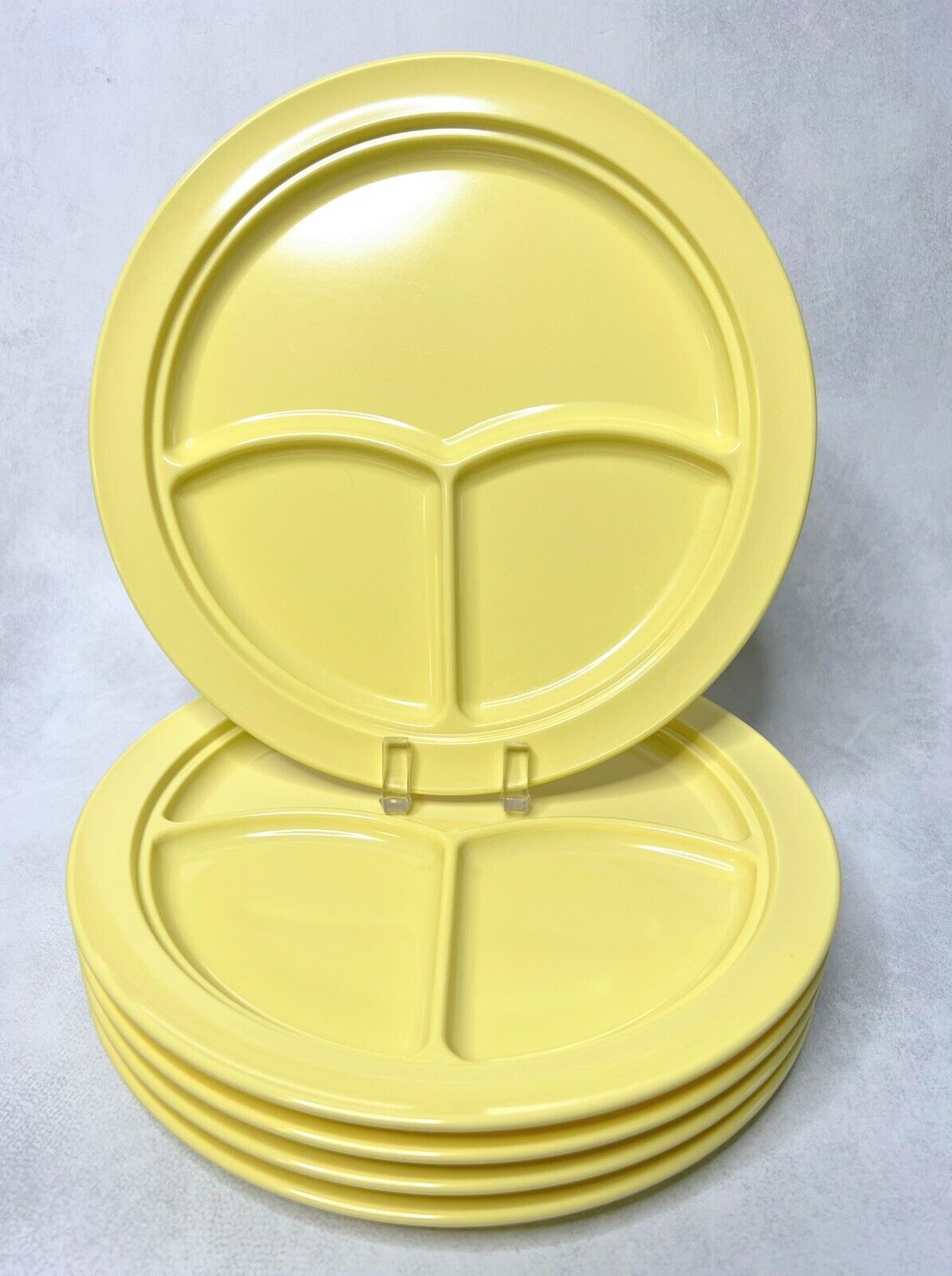 Vintage Melamine BRIGHT YELLOW Super Don-Ite Grill Plates Divided Plates Set/5