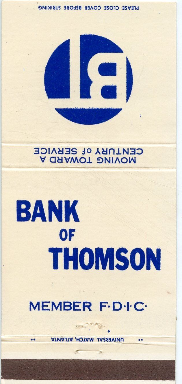 Bank of Thomson, Georgia Matchbook