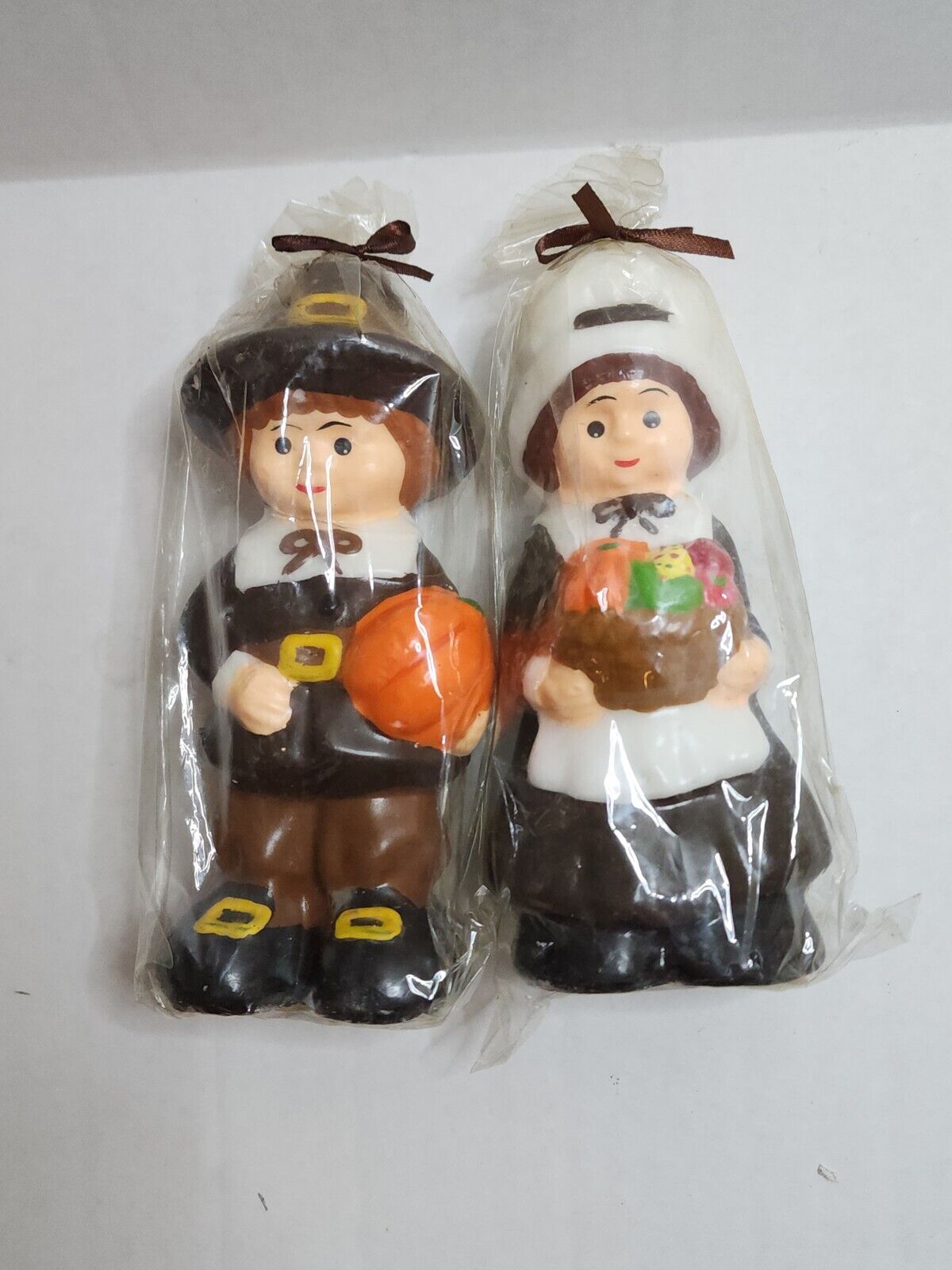 Vintage Set of THANKSGIVING PILGRIMS Candle KMart New Wrapped 
