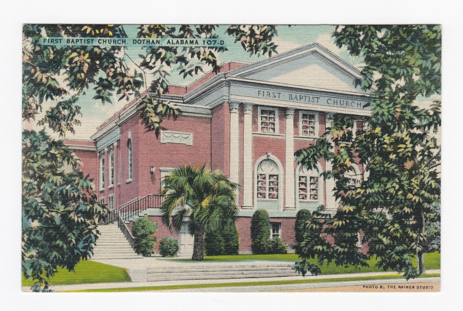 First Baptist Church Dothan Alabama Linen Postcard