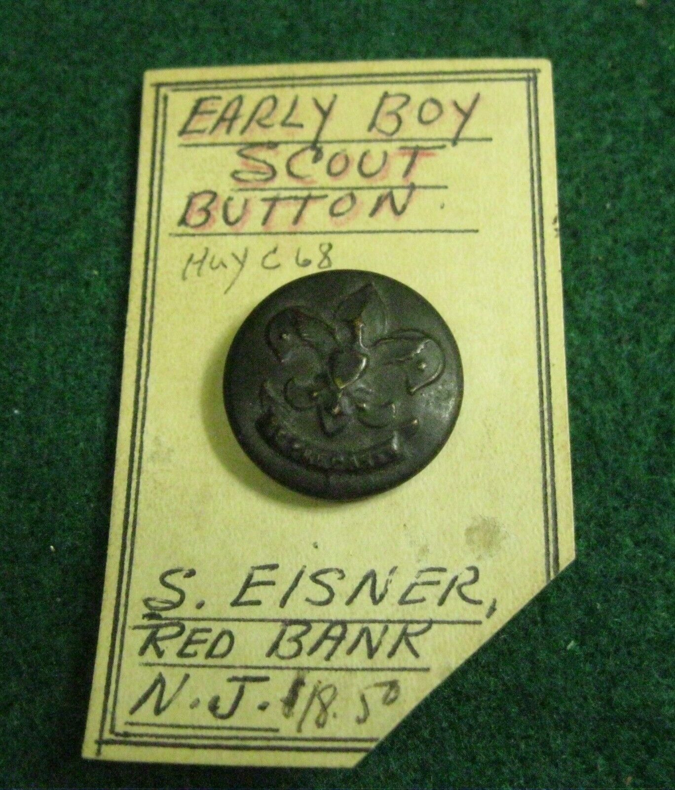 Early Boy Scout Button Eisner, Red Bank, N.J.
