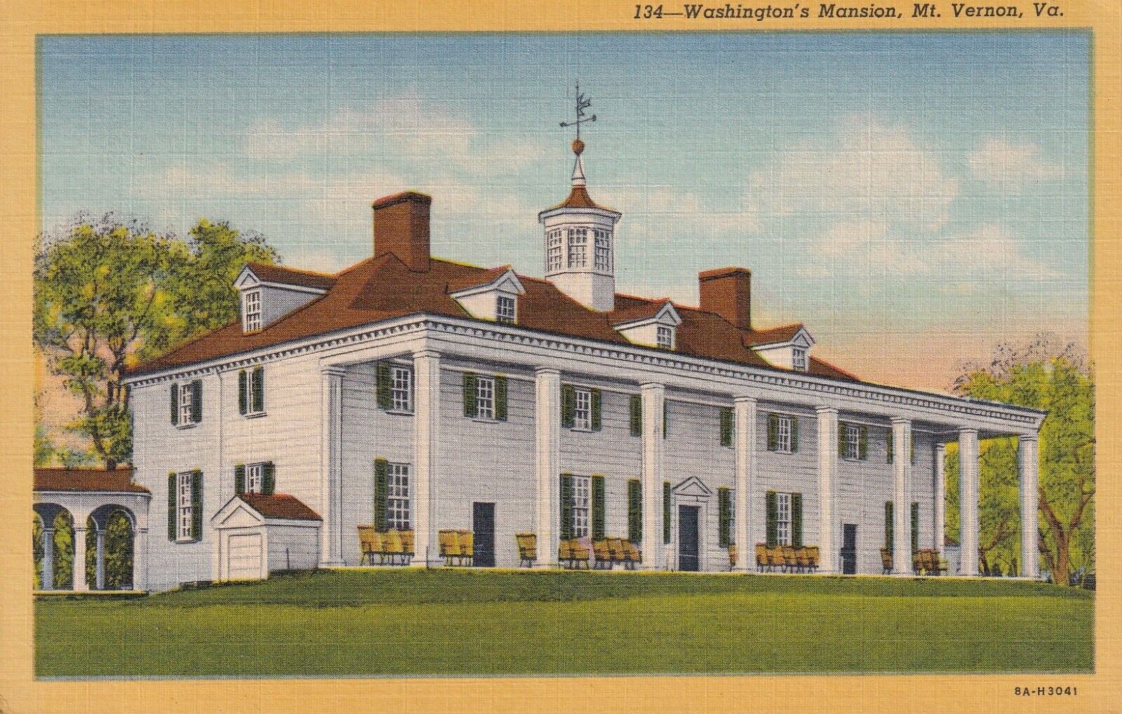 Vintage Postcard- Washington\'s Mansion, Mt. Vernon, VA UNPOSTED