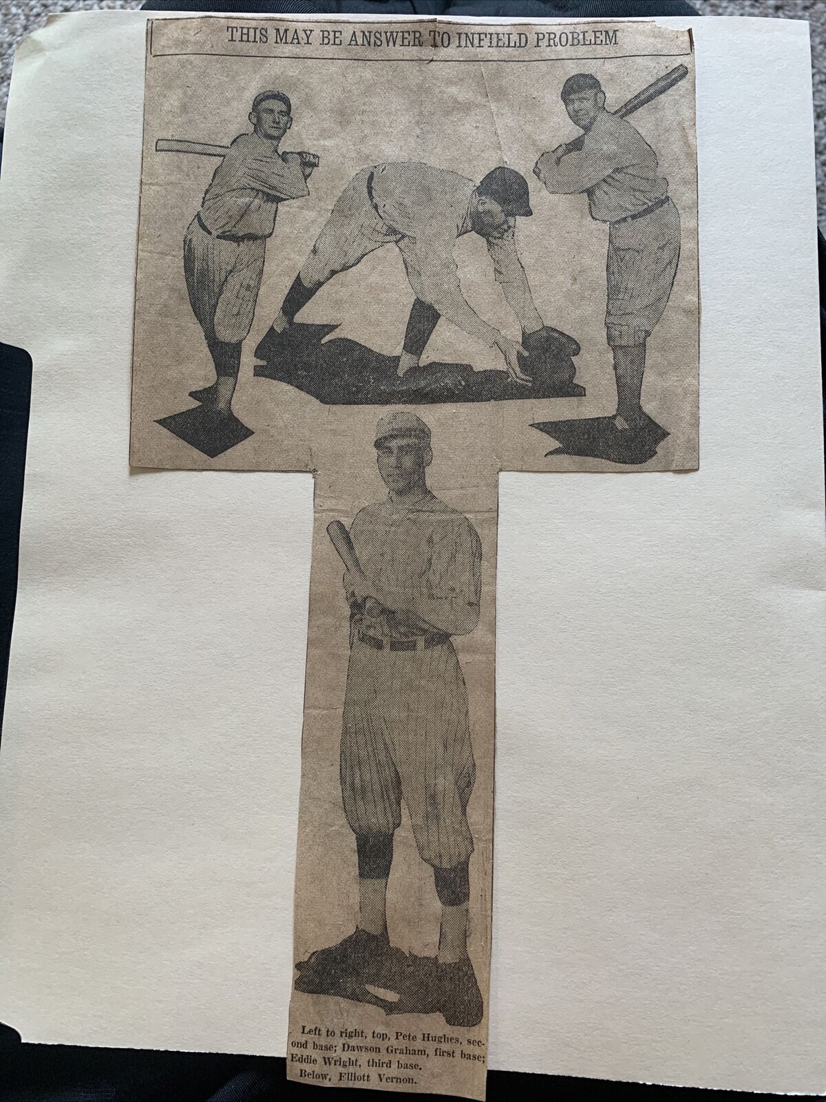 Tiny Graham Pete Hughes Ed Wright Oklahoma City Indians 1921 Baseball 6X12 Panel
