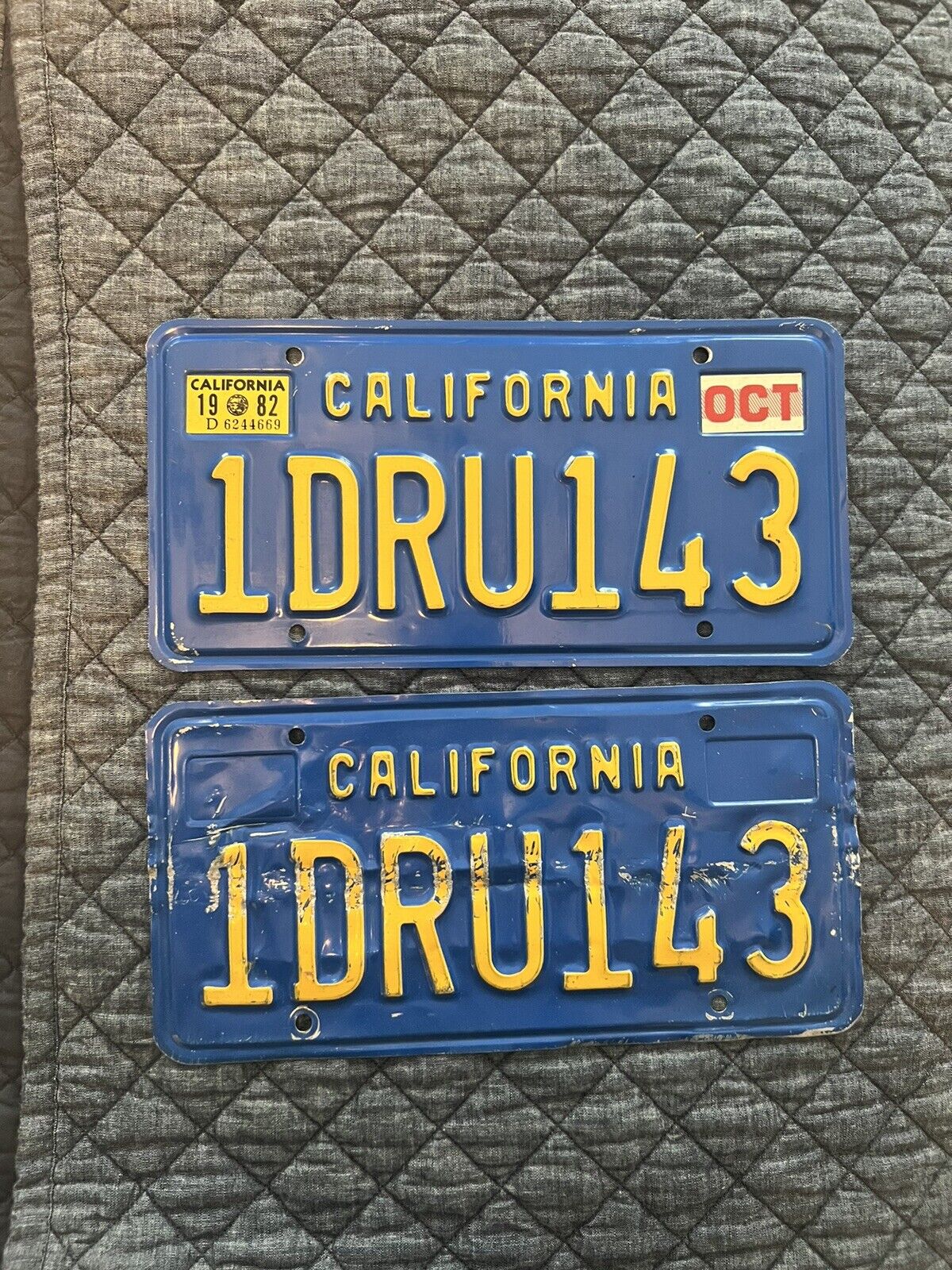 1982 CALIFORNIA License Plate Plates PAIR / SET # 108 JMD
