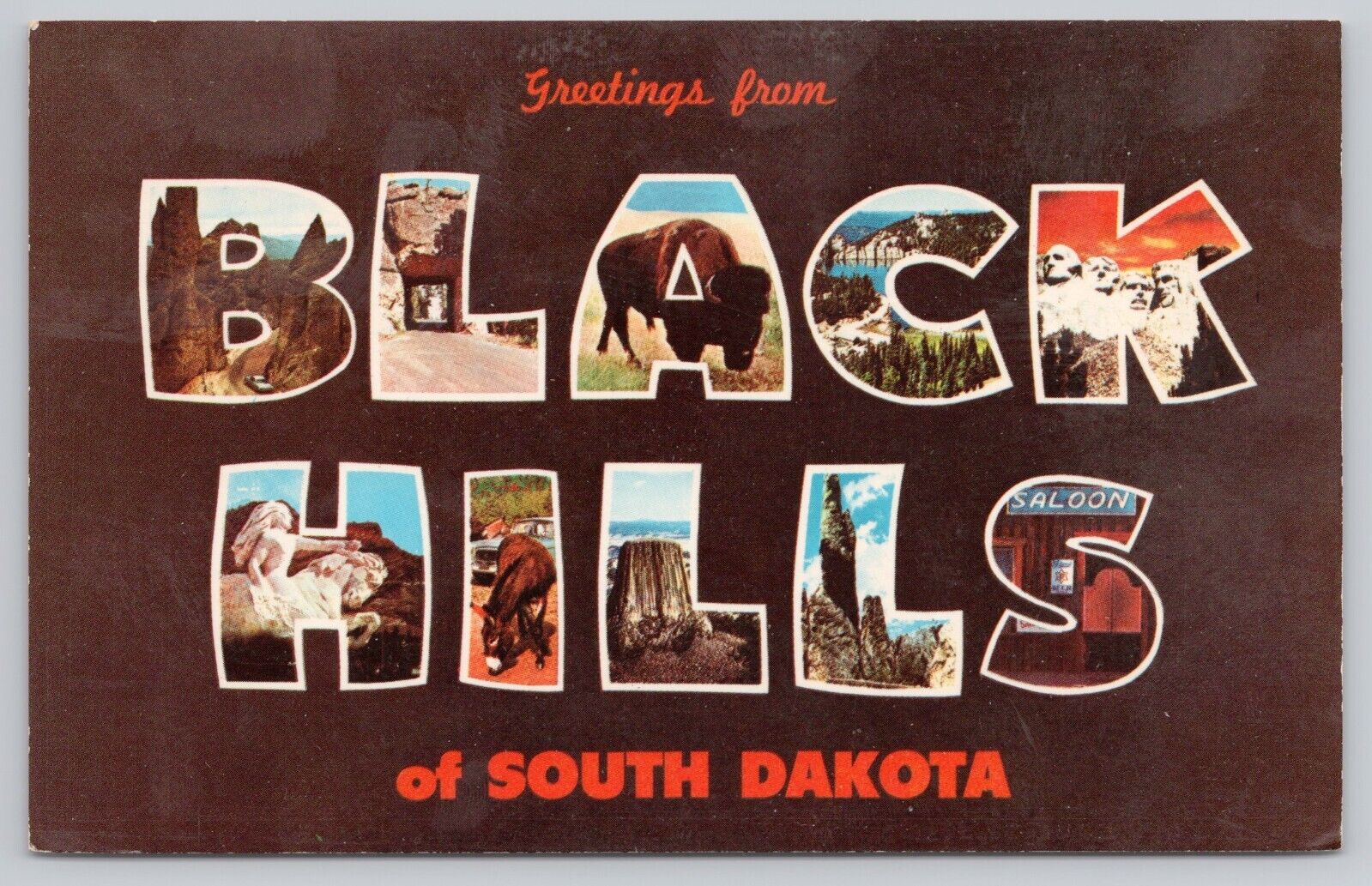 Black Hills South Dakota, Large Letter Greetings, Vintage Postcard