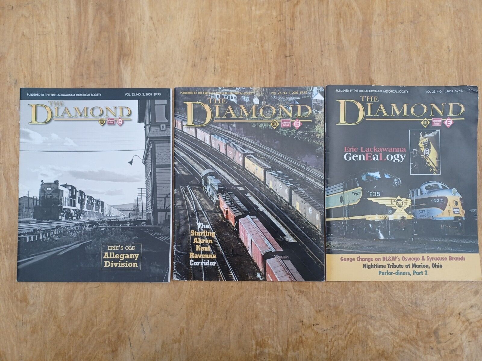 THE DIAMOND - ERIE LACKAWANNA HISTORICAL SOCIETY (3 ISSUES) IN GOOD CONDITION