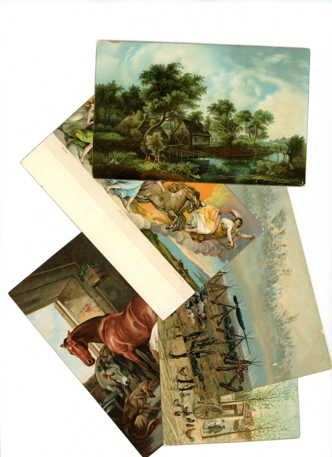 (5) Vintage Stengel Famous Paintings Postcards Landseer Unmailed