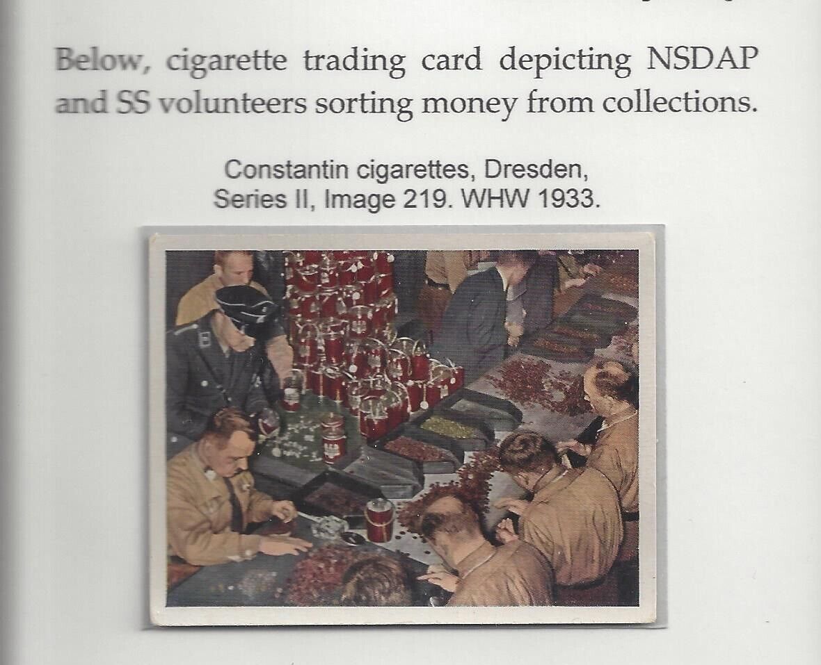 1933 cigarette card, SA troops counting WHW donations. Constantin Cigs.  (2/19