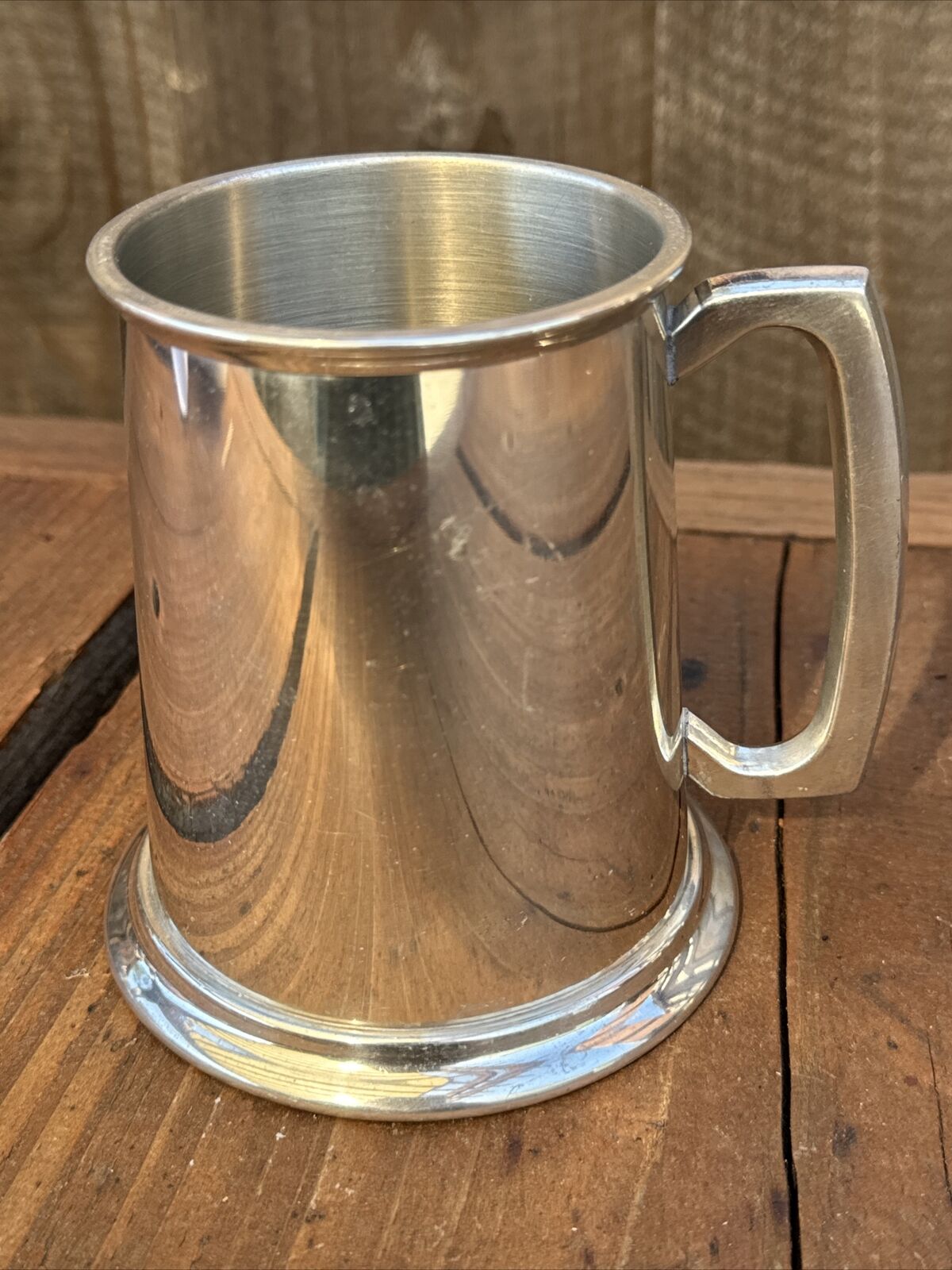 English Pewter Tankard Made in Sheffield England-  Glass Bottom Beer Mug