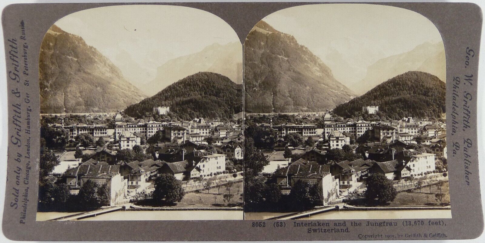 Switzerland.Switzerland.Switzerland.Interlaken et la Jugfrau photo stereo.Stereoview.1905