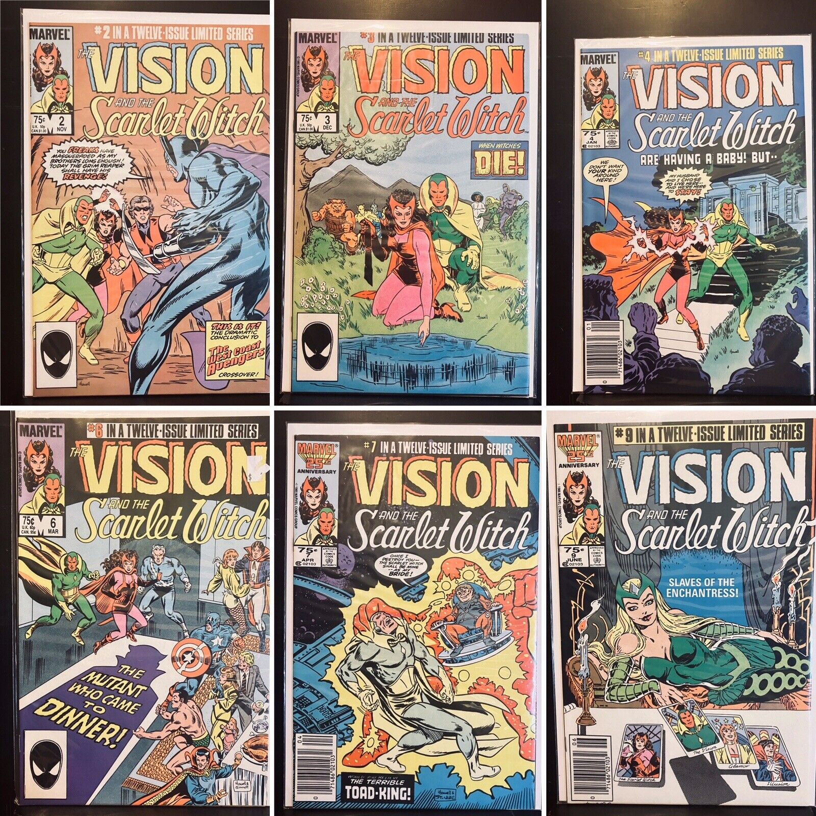 Lot Of 6 Vision and the Scarlet Witch 2nd Series #2-4,6,7,9 (1985 Marvel)